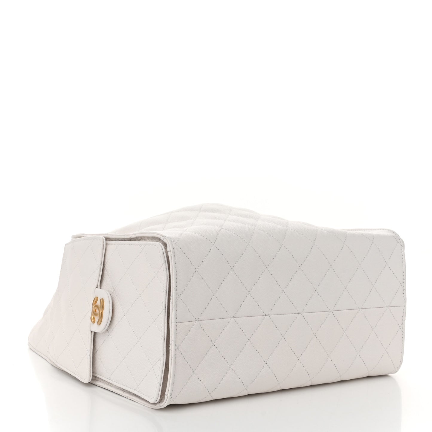 CH25 Small Bag In White Grained Calfskin With Gold-Tone Metal