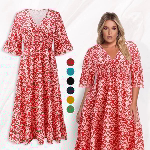 π Vintage floral dress with V-neck trend 2025 π