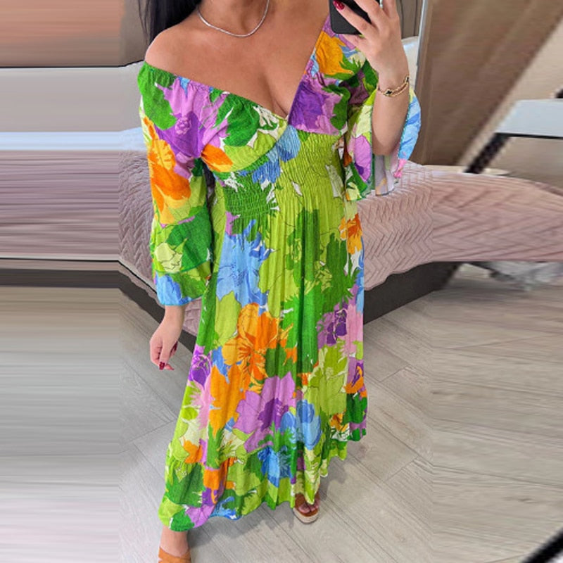 ๐ผ Duna floral dress with V-neck 2025 ๐ผ