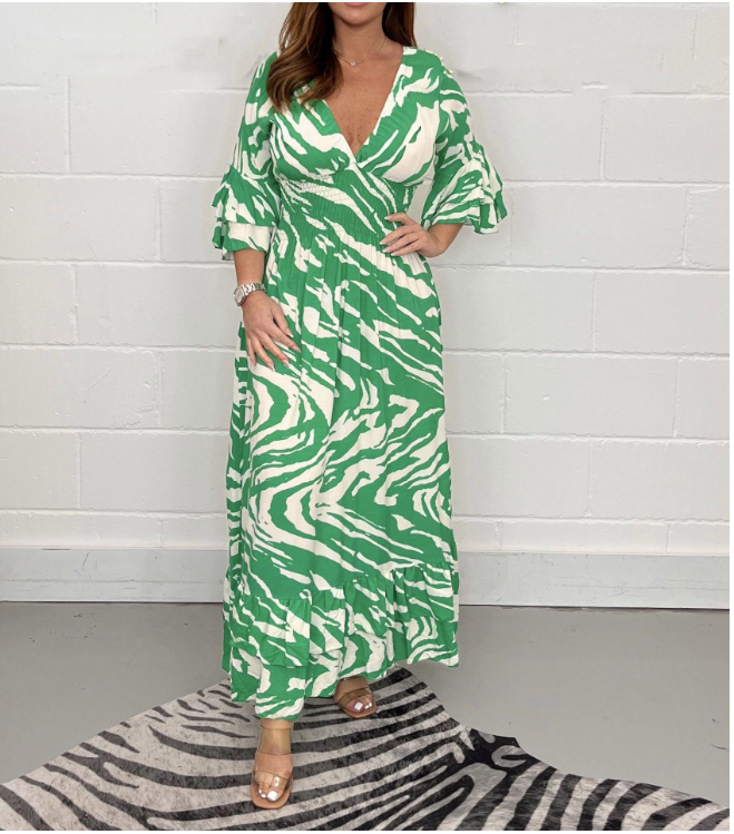 π Vintage Boho loose casual dress with V-neckline and high waist π
