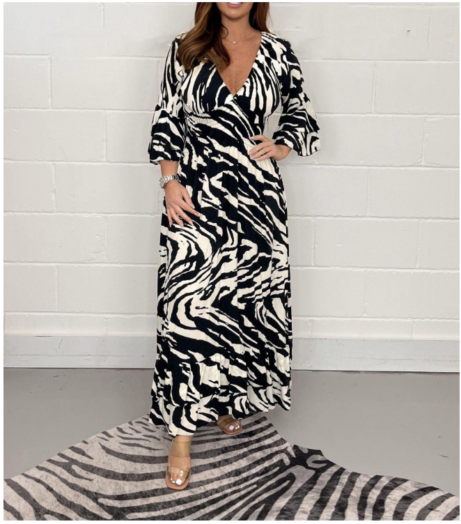 π Vintage Boho loose casual dress with V-neckline and high waist π