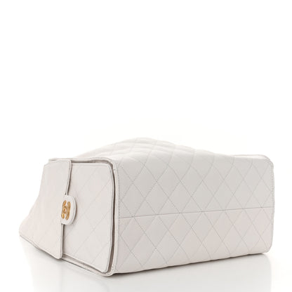 CH25 Small Bag In White Grained Calfskin With Gold-Tone Metal