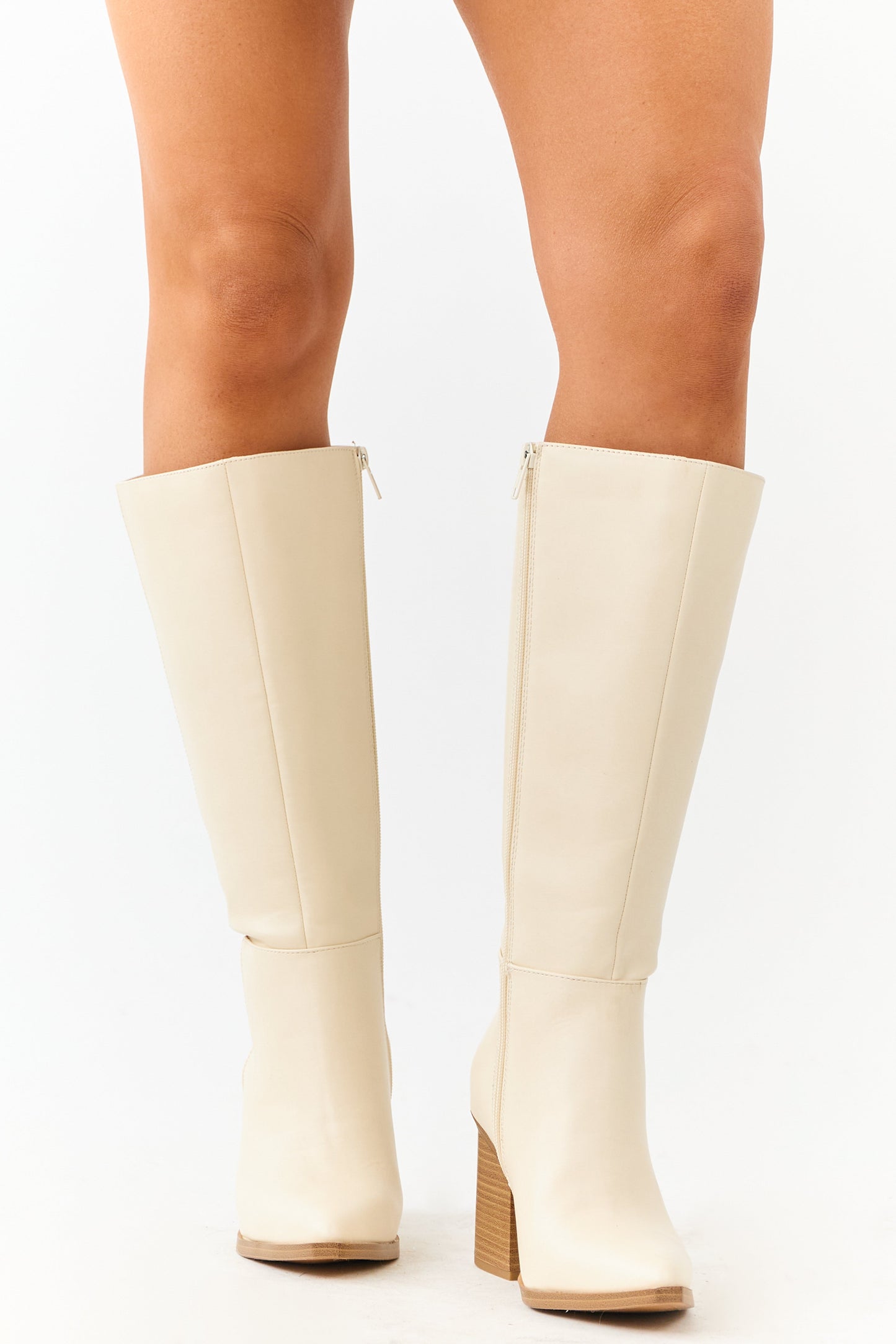 Almond Faux Leather Pointed Toe Tall Boots