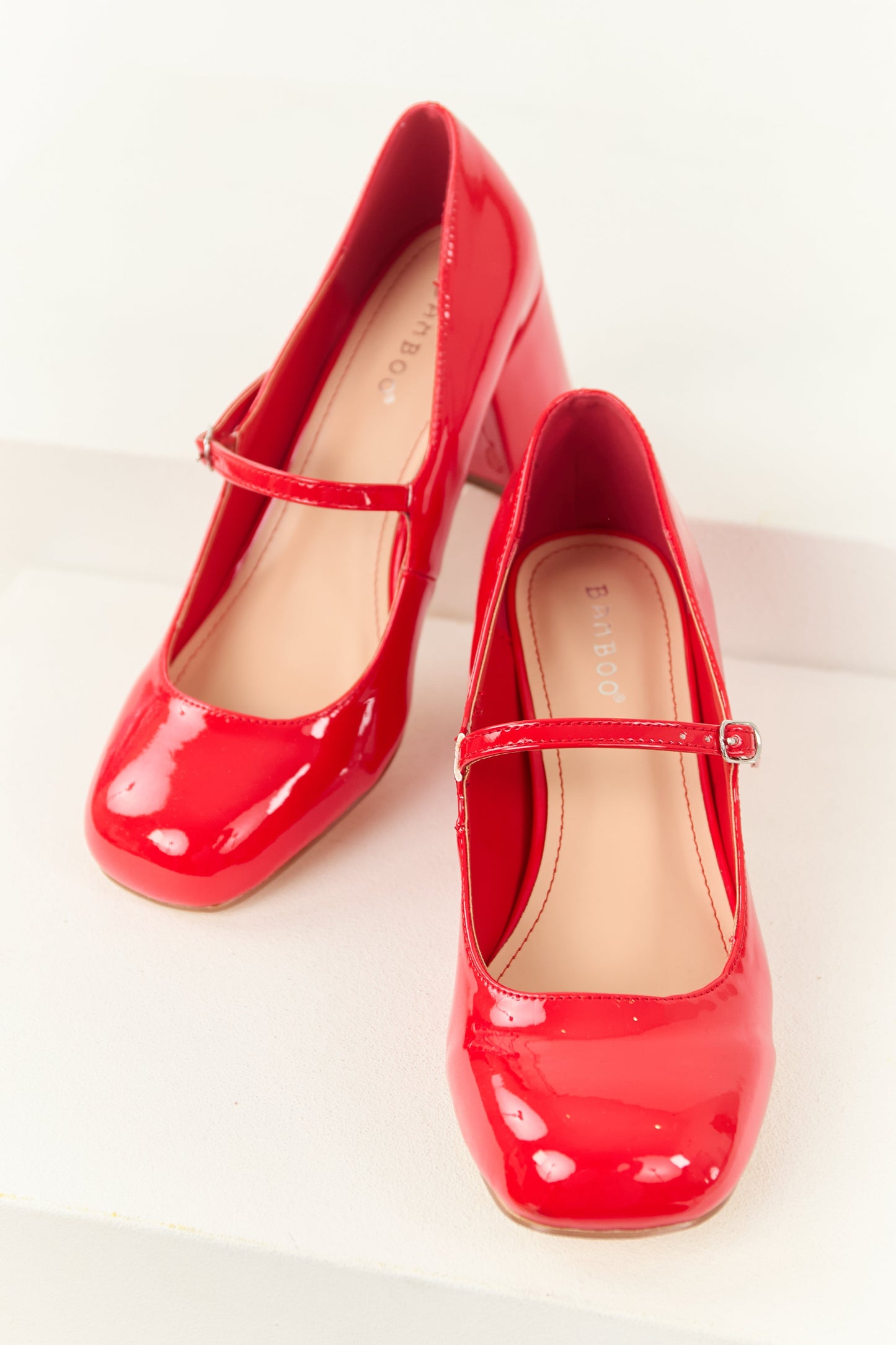 Lipstick Patent Faux Leather Mary Jane Heels