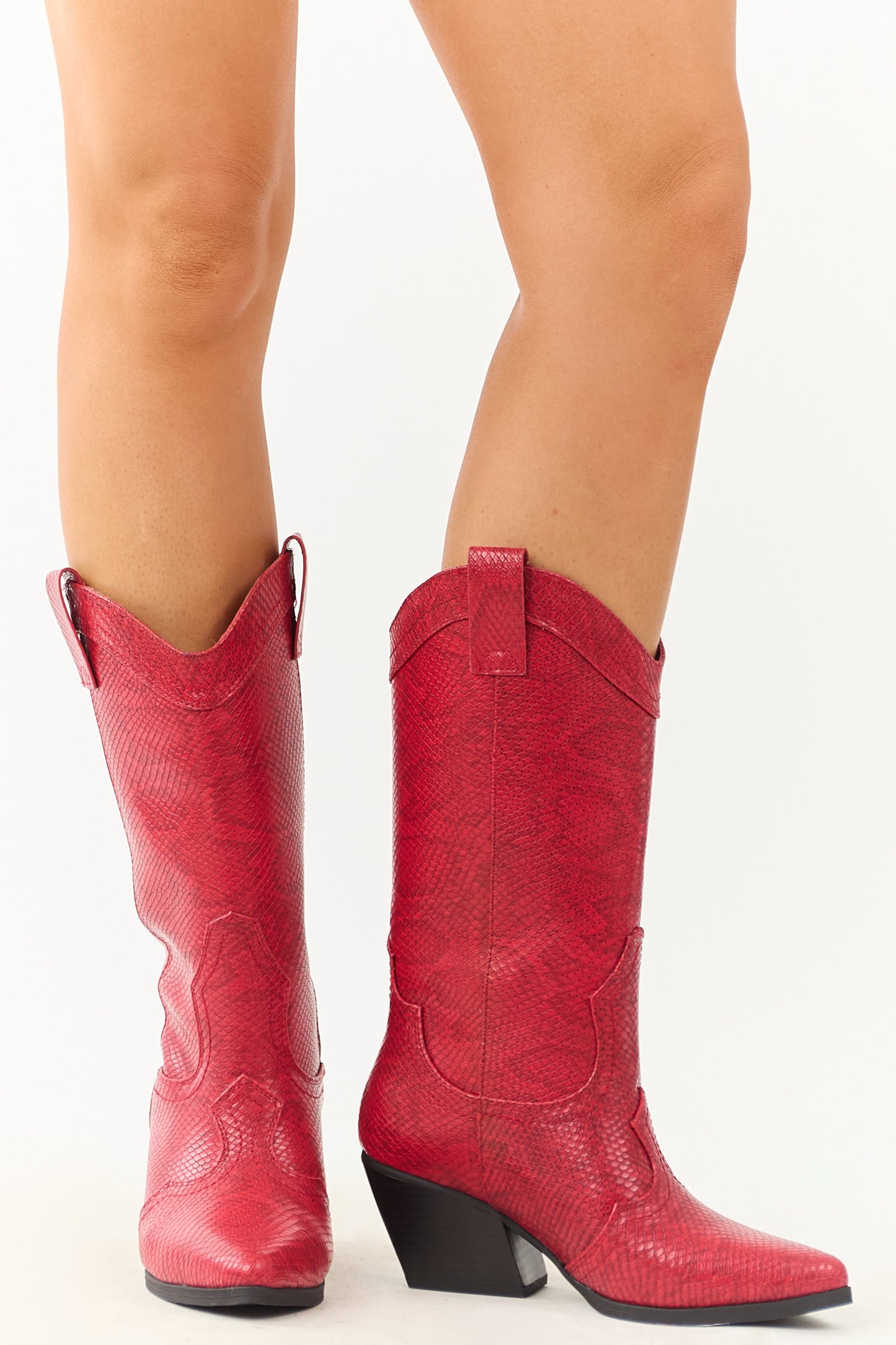 Ruby Snakeskin Pattern Tall Western Boots