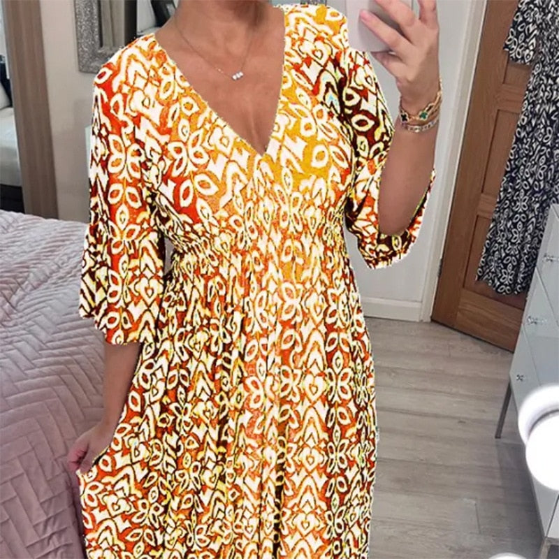 🌟 Vintage floral dress with V-neck trend 2025 🌟