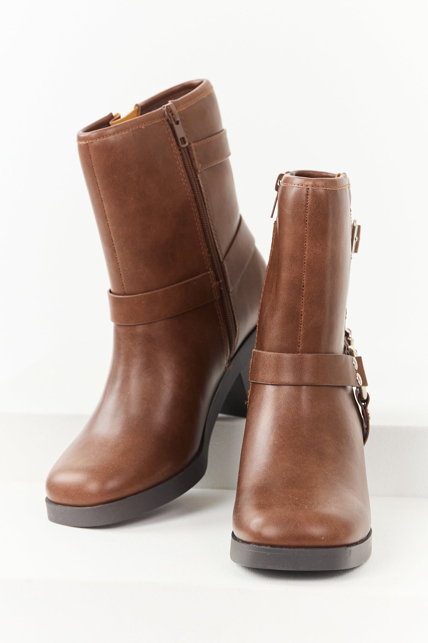 Spice Buckle Strap Chunky Heel Booties