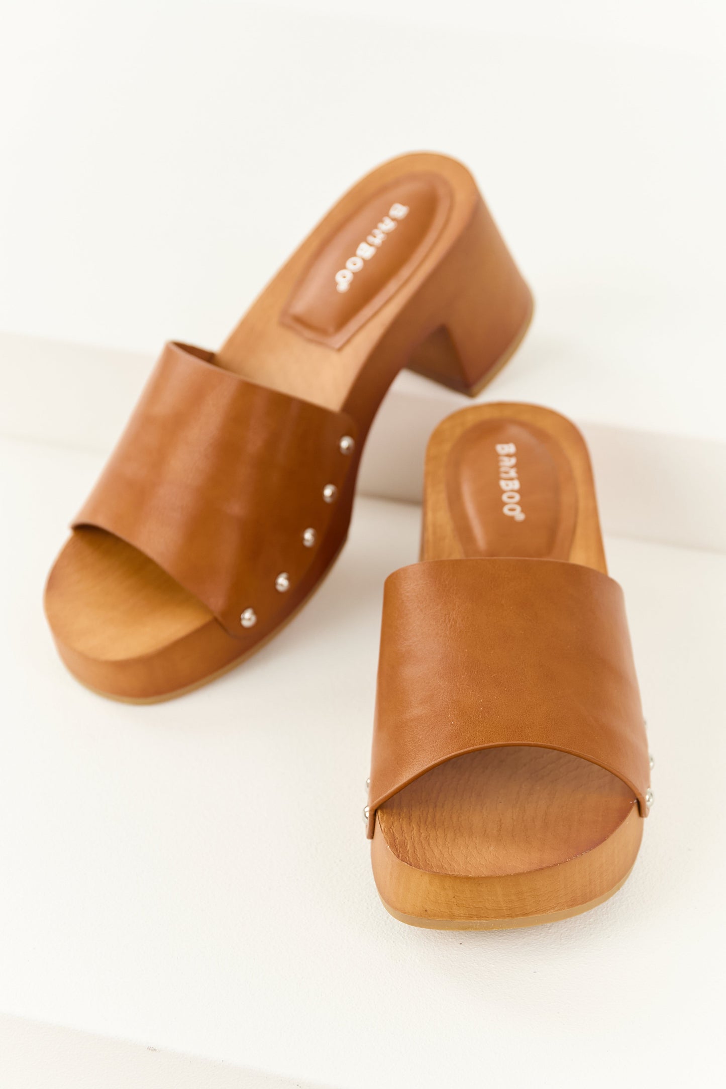 Spice Stud Detail Platform Open Toed Block Heels