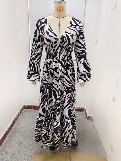 💖 Vintage Boho loose casual dress with V-neckline and high waist 💖