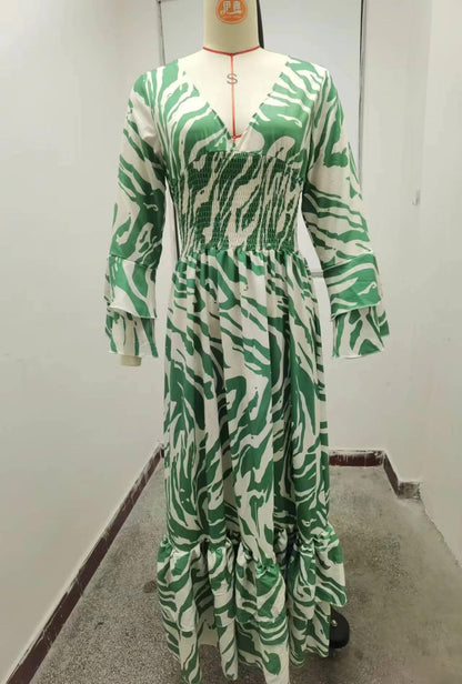 💖 Vintage Boho loose casual dress with V-neckline and high waist 💖